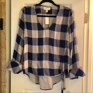 Anthropologie plaid hi-lo top, XS